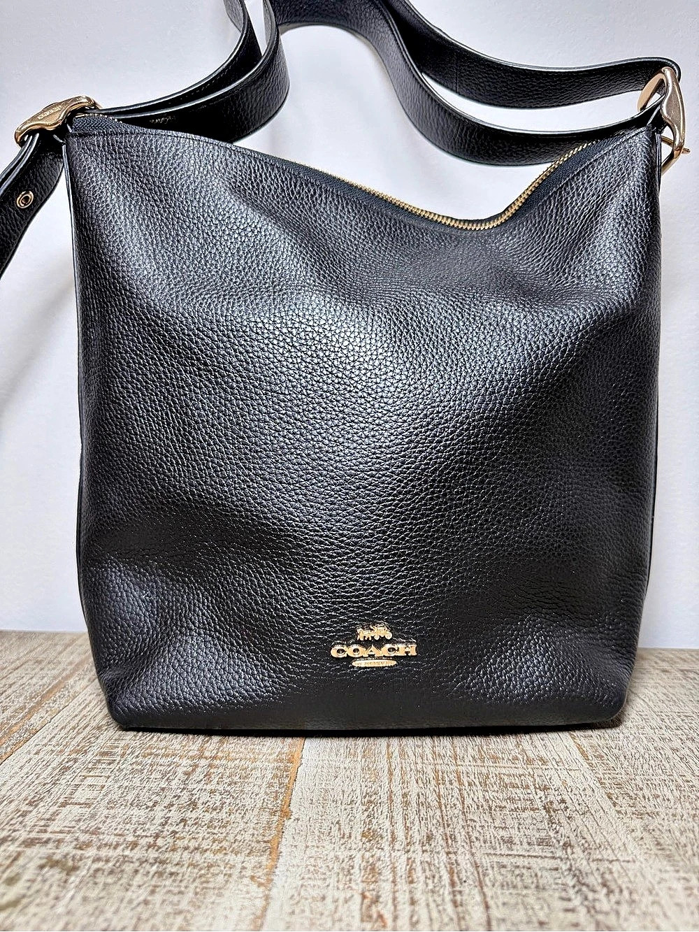 Coach Teri Hobo Black Leather Shoulder Bag